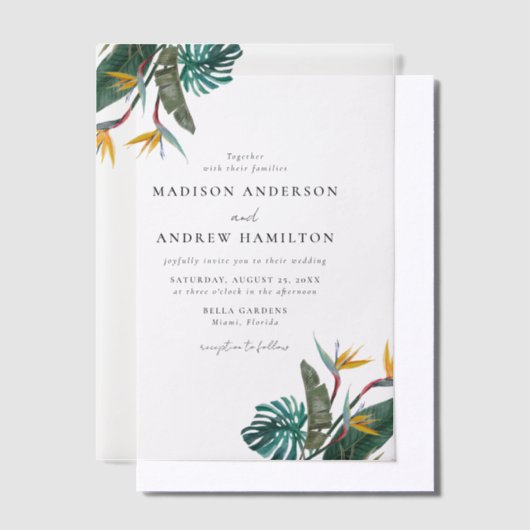 Waterverf Vogel van het paradijs Vellum Uitnodigingen (Offset)