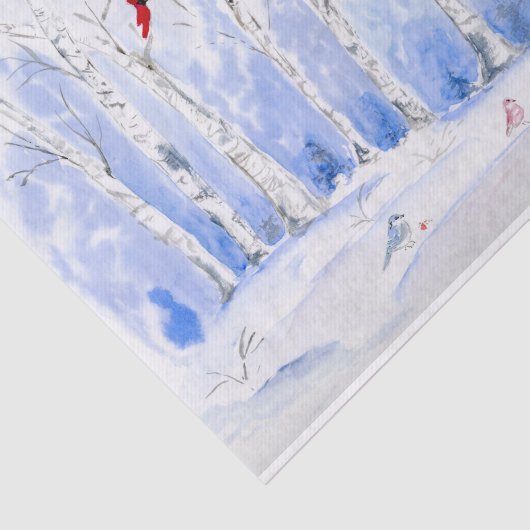 Waterverf vogelbos met vogels tissuepapier (Detail)