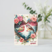 Waterverf vogelfeestdag Briefkaart (Staand voorkant)