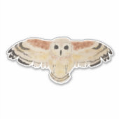 Waterverf vogelmoeras uil sticker (Voorkant)