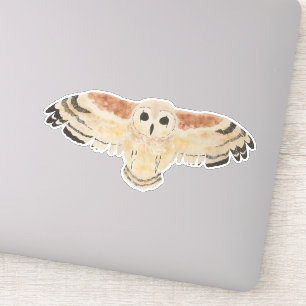 Waterverf vogelmoeras uil sticker