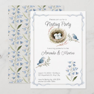 Waterverf Vogelnest Nesting Feestje Baby Borrel Kaart