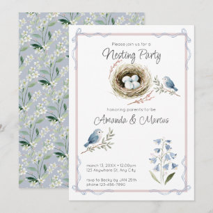Waterverf Vogelnest Nesting Feestje Baby Shower Kaart