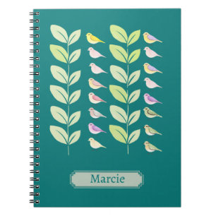 Waterverf vogels en bladeren notitieboek