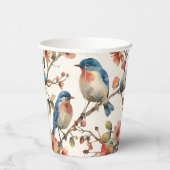 Waterverf Vogels en Bloemen Papieren beker (Rechts)