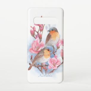 Waterverf vogels in de Magnolieboom met naam Samsung Galaxy S10 Hoesje