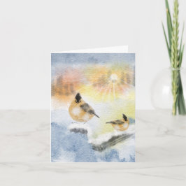 Waterverf Vogels Kerst Kaart – Handgeschilderd