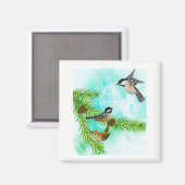 Waterverf Vogels Magnet Magneet (Voorkant / Achterkant)