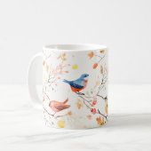 Waterverf vogels op vertakking patroon koffiemok (Voorkant links)