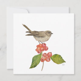 Waterverf vogels "Sylvia curruca" Feestdagenkaart