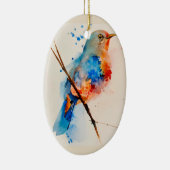 Waterverf vogelschilderende canvas Wall Art Blue B Keramisch Ornament (Rechts)