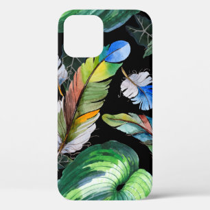 Waterverf vogelveerpatroon van vleugels. Aquarel iPhone 12 Hoesje