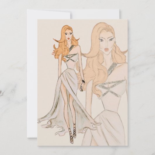 Waterverf Vogue Couture Mode Show Kaart (Voorkant)