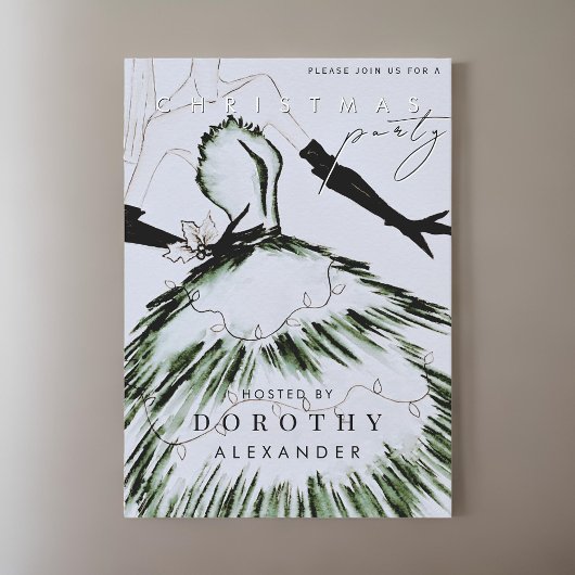 Waterverf Vogue Mode Model Kerstfeest Kaart