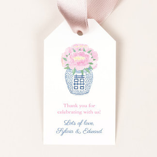 Waterverf volken in het Vrijgezellenfeest Ginger J Cadeaulabel