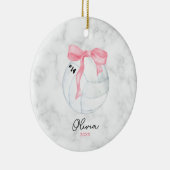 Waterverf Volleybal en Preppy Roze Coquette Bow Keramisch Ornament (Rechts)