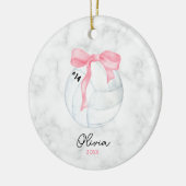 Waterverf Volleybal en Preppy Roze Coquette Bow Keramisch Ornament (Links)