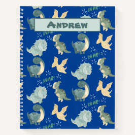 Waterverf voor blauw dinosauruspatroon notitieboek