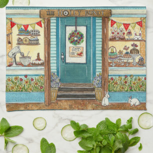 Waterverf voor broodrooster en broodjeskoop theedoek