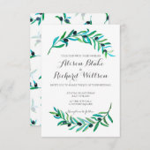 Waterverf voor de bruiloft van olijffilialen kaart (Voorkant / Achterkant)