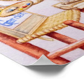 Waterverf voor donkerbruine tablet, artistieke kat poster (Hoek)