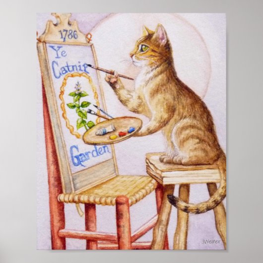 Waterverf voor donkerbruine tablet, artistieke kat poster (Voorkant)