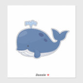 Waterverf voor grote blauwe walvis sticker (Vel)