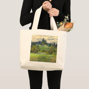 Waterverf voor het schilderen van pijnbomen grote tote bag