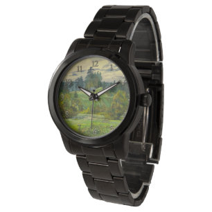 Waterverf voor het schilderen van pijnbomen horloge