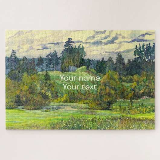 Waterverf voor het schilderen van pijnbomen op zij legpuzzel (Horizontaal)