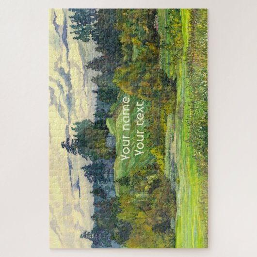 Waterverf voor het schilderen van pijnbomen op zij legpuzzel (Verticaal)