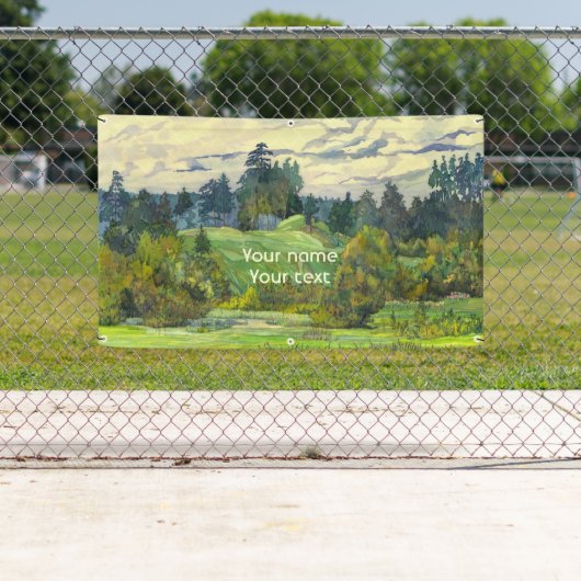 Waterverf voor het schilderen van pijnbomen op zij spandoek (Insitu)