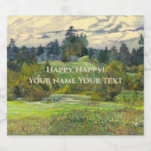 Waterverf voor het schilderen van pijnbomen sparkling wijnetiket (Enkel label)