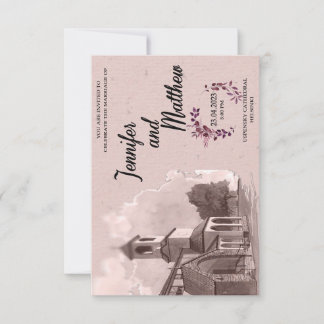 Waterverf voor het uitnodigen van bruiloft kaart