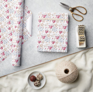 Waterverf voor kerst-warme cacao en koekjes cadeaupapier