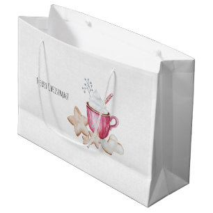 Waterverf voor kerst-warme cacao en koekjes groot cadeauzakje