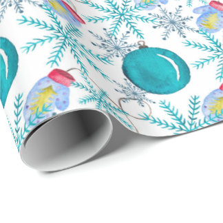 Waterverf voor kerstballen Mittens en Snowflakes Cadeaupapier