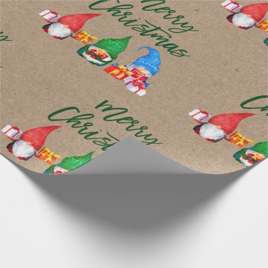 Waterverf voor Kerstmis in penseel Script Gnomen K Cadeaupapier (Hoek)