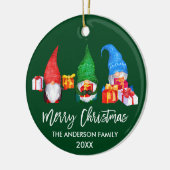 Waterverf voor Kerstmis in penseelscript Gnomen Gr Keramisch Ornament (Links)