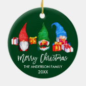 Waterverf voor Kerstmis in penseelscript Gnomen Gr Keramisch Ornament (Achterkant)