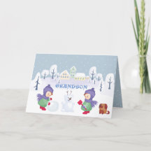 Waterverf voor kleinzoon kerstsneeuw Scene Blue