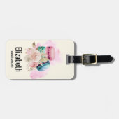 Waterverf voor kleurrijke Macarons en bloemen Bagagelabel (Voorkant horizontaal)