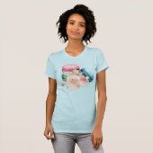 Waterverf voor kleurrijke Macarons en bloemen T-shirt (Voorkant volledig)