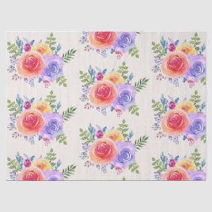 Waterverf voor kleurrijke Rozen Floral Pattern Tissuepapier