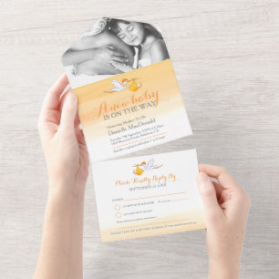 waterverf voor levering van baby shower opslagmedi all in one uitnodiging