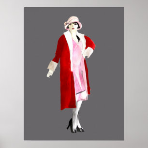 Waterverf voor mode van een meisje met laffer poster