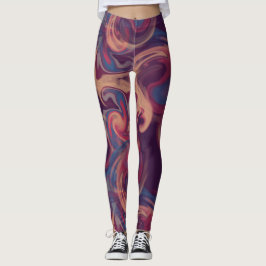 Waterverf voor Paarse en kleurrijke ronddraaiing Leggings