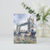 Waterverf voor reizen naar London Tower Bridge Briefkaart (Staand voorkant)