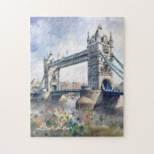 Waterverf voor reizen naar London Tower Bridge