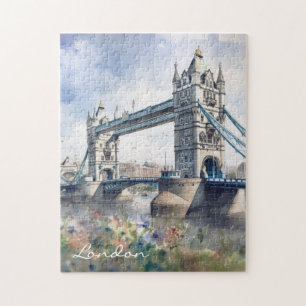 Waterverf voor reizen naar London Tower Bridge Legpuzzel